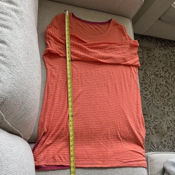 Eileen Fisher Coral and Pink Linen Striped Tunic - Picture 5 of 5